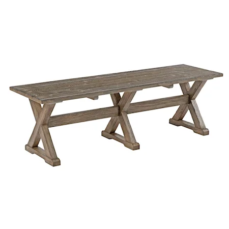 Rustic Solid Wood Dining Bench with Burnished Gray Finish